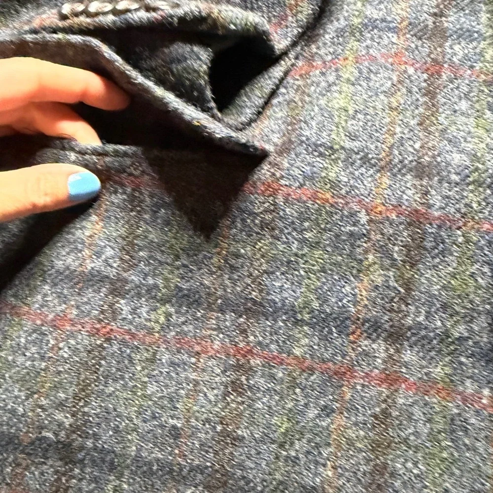 BROOKS BROTHER Regent Sport Coat Blue Plaid Harris Tweed Wool Men's Size 44R